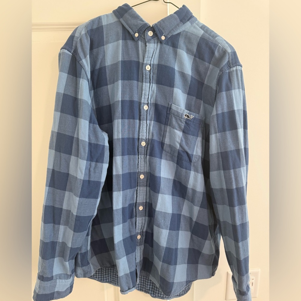 Mens Vineyard Vines Slim Fit Tucker Blue Plaid Button Down - XL